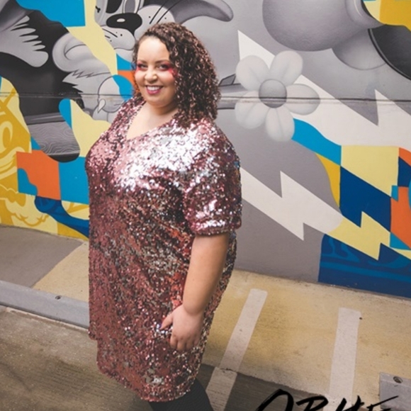 J Crew Universal Standard pink sequin dress - Picture 2 of 4